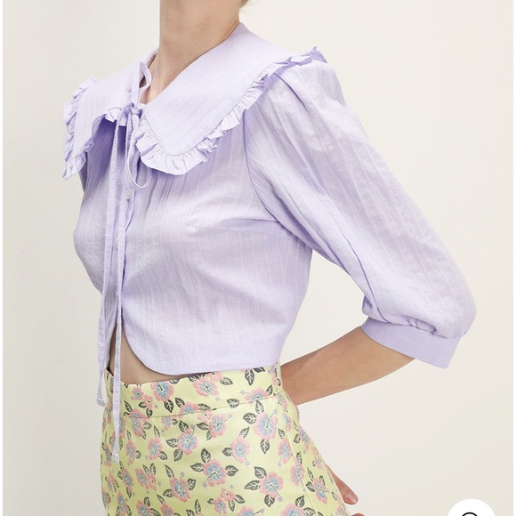 NEW! STORETS RUTH RUFFLE TRIM PUFFED BLOUSE - Picture 6 of 10